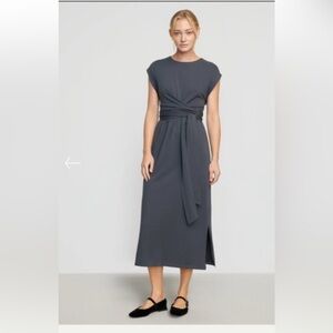 MODERN CITIZEN FEI TIE FRONT ORGANIC COTTON DRESS IN MARITIME SIZE SMALL